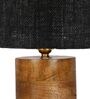 Black  Shade Table Lamp With Wood Base
