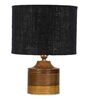 Black  Shade Table Lamp With Wood Base