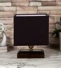 Black  Shade Table Lamp With Wood Base