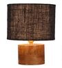 Black  Shade Table Lamp With Wood Base