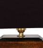Black  Shade Table Lamp With Wood Base