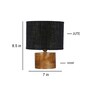 Black  Shade Table Lamp With Wood Base