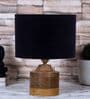 Black  Shade Table Lamp With Wood Base