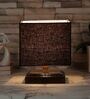 Black  Shade Table Lamp With Wood Base