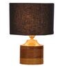 Black  Shade Table Lamp With Wood Base