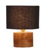 Black  Shade Table Lamp With Wood Base