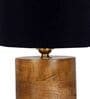 Black  Shade Table Lamp With Wood Base