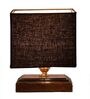 Black  Shade Table Lamp With Wood Base