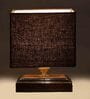 Black  Shade Table Lamp With Wood Base