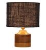 Black  Shade Table Lamp With Wood Base