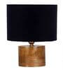 Black  Shade Table Lamp With Wood Base