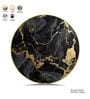 Black, Teal & Gold Abstract Round Wall Art 15 Inch