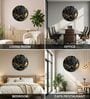Black, Teal & Gold Abstract Round Wall Art 15 Inch