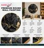 Black, Teal & Gold Abstract Round Wall Art 15 Inch