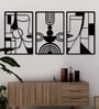 Boho Faces Set of 3 Black Vintage Metal Wall Art