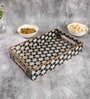 Black, White & Gold MDF Wood Mosaic  Rectangle Serving Tray