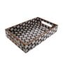 Black, White & Gold MDF Wood Mosaic  Rectangle Serving Tray