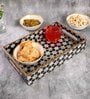 Black, White & Gold MDF Wood Mosaic  Rectangle Serving Tray