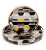 Black, Yellow & Gold, Grey MDF Wood Black Hexagon (Set of 2) Round Serving Trays