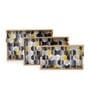 Black, Yellow & Gold, Grey MDF Wood Hexagon (Set of 3) Serving Tray