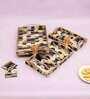 Black, Yellow & Gold, Grey MDF Wood Hexagon (Set of 3) Serving Tray