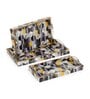 Black, Yellow & Gold, Grey MDF Wood Hexagon (Set of 3) Serving Tray