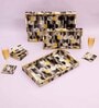Black, Yellow & Gold, Grey MDF Wood Hexagon (Set of 3) Serving Tray