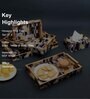 Black, Yellow & Gold, Grey MDF Wood Hexagon (Set of 4) Serving Trays