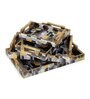 Black, Yellow & Gold, Grey MDF Wood Hexagon (Set of 4) Serving Trays
