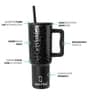 Black 1200ml Stainless Steel Double Insulated Leak Proof Coffee Tumbler with Lid & Straw