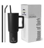 Black 1200ml Stainless Steel Double Insulated Leak Proof Coffee Tumbler with Lid & Straw
