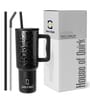 Black 1200ml Stainless Steel Double Insulated Leak Proof Coffee Tumbler with Lid & Straw