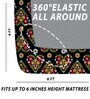 Black 180 TC Floral Cotton Fitted Double Bedsheet 2 Pillow covers