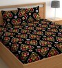Black 180 TC Floral Cotton Queen Double Bedsheet 2 Pillow covers