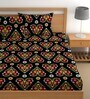 Black 180 TC Floral Cotton Queen Double Bedsheet 2 Pillow covers