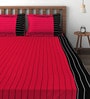 Black 240 TC Stripes Print Cotton Single Bed Sheet with 1 Pillow Cover