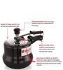 Black 3 Ltrs Induction & Gas Compatible Hard Anodised Handi Shape Inner Lid Aluminium Pressure Cooker
