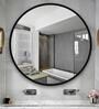 30 Inch Black Round Mirror in Metal Frame