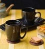 Black 300ml Ceramic 3 Pcs Coffee Mugs With tray