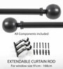 Black Iron Set Of 2 Curtain Rods (36-66 Inch) With Bracket