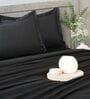 Black 400TC 100% Cotton Solid Flat Super King Bedsheet With 2 Pillow Covers
