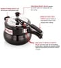Black 5 Ltrs Induction & Gas Compatible Hard Anodised Handi Shape Inner Lid Aluminium Pressure Cooker