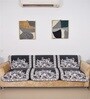 Black 5 Seater Floral 10Pcs Sofa Covers