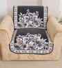 Black 5 Seater Floral 10Pcs Sofa Covers