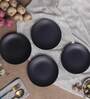 Solid Matte 7 Inch Black Ceramic (Set of 4) Quarter Plate