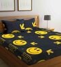 Black Abstract 240 TC Cotton Queen Sized Bed Sheets with 2 Pillow Covers