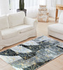 Black Abstract Microfibre 5 ft X 7 ft Machine Made Carpet