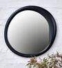 24 Inch Black Moon Mirror in Metal Frame