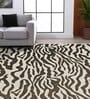 Black Abstract Polyester 5' X 7' Machine Made Carpet