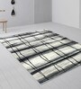Black Abstract Polyester 5 ft X 7 ft Machine Made Carpet